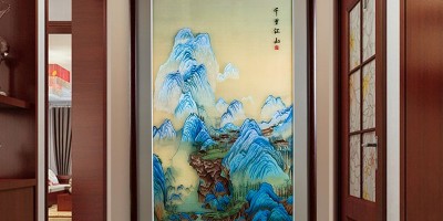 手工刺绣玄关装饰画千里江山图