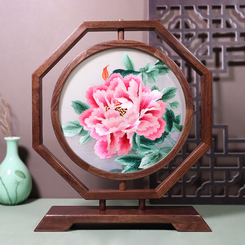 八方来财双面绣摆件