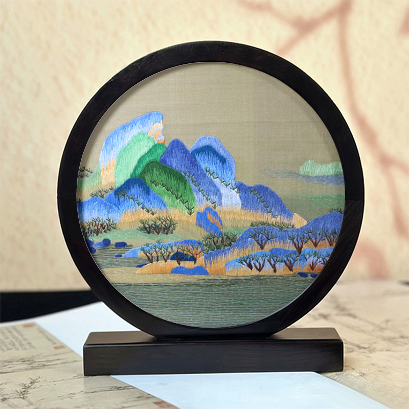 一字型双面绣摆件