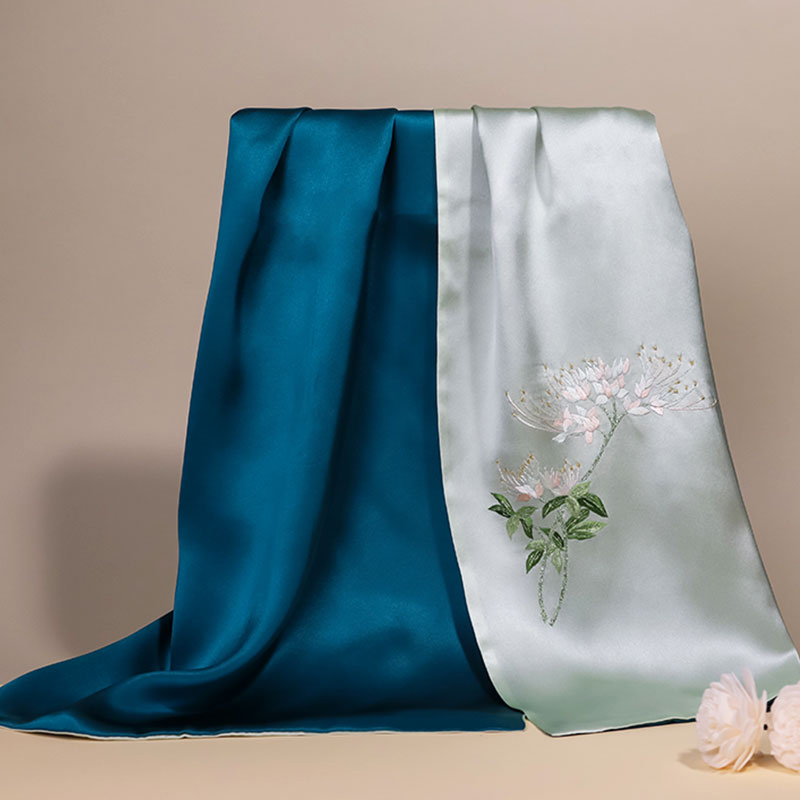 手工刺绣真丝丝巾