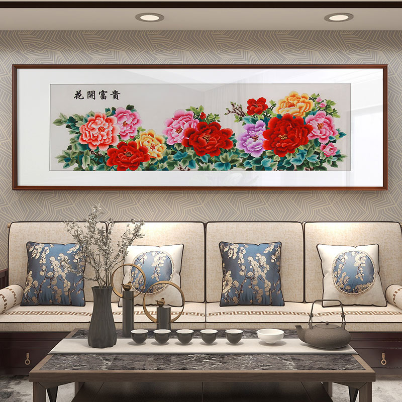 客厅装饰画——手工刺绣装饰画《花开富贵》