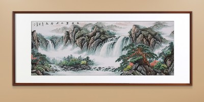 手工刺绣客厅装饰画山水画