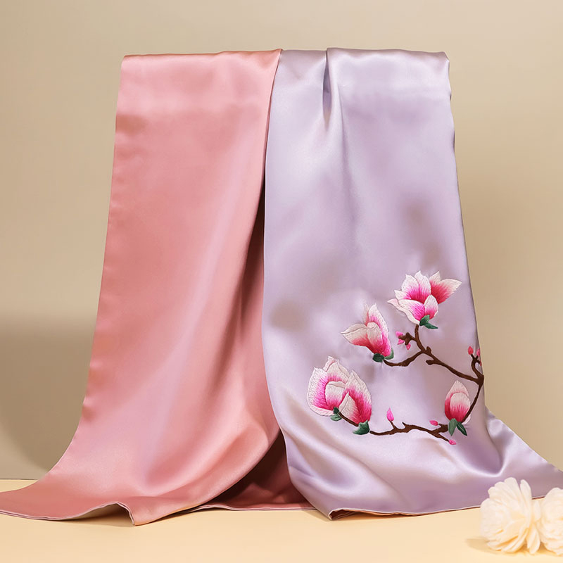 手工刺绣真丝丝巾