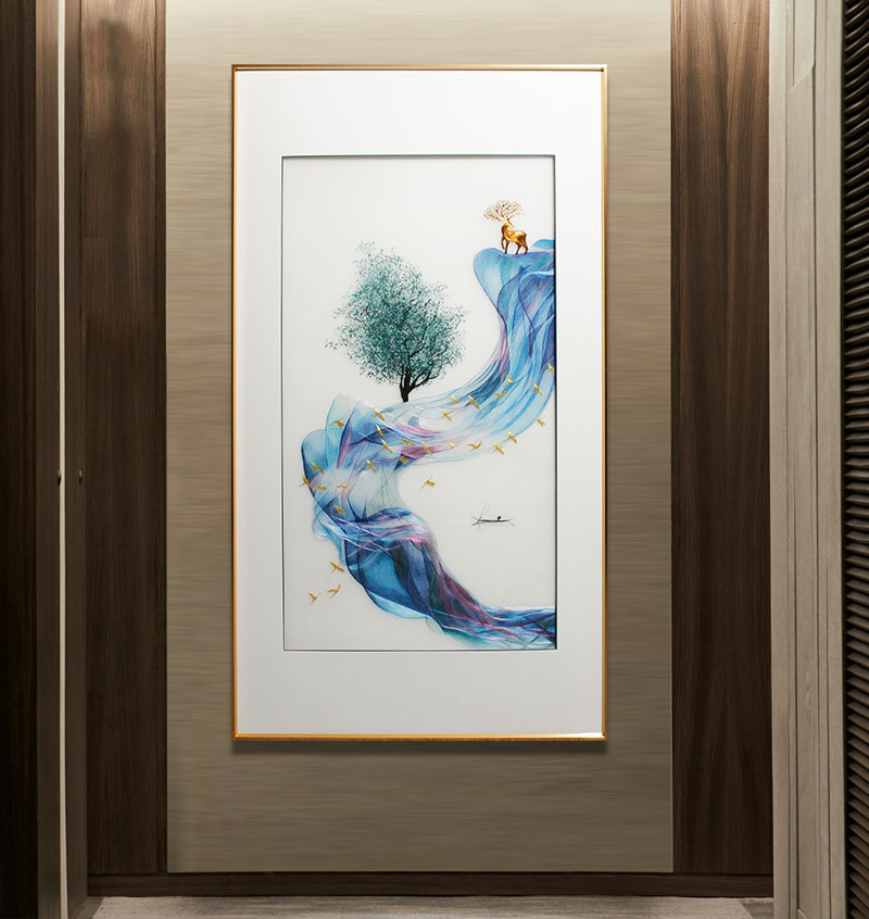 玄关装饰画——手工刺绣装饰画《前程似锦》