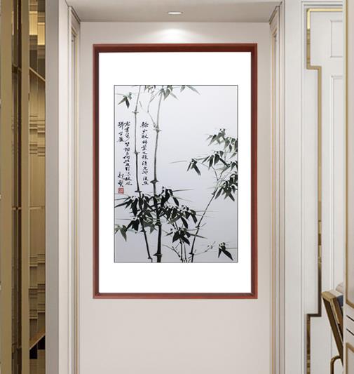 玄关装饰画推荐三：手工刺绣竹子画