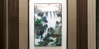 手工刺绣玄关装饰画