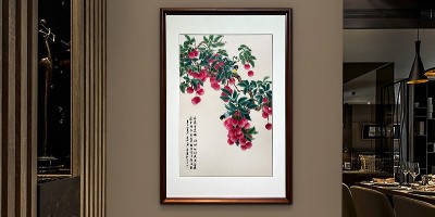 手工刺绣玄关装饰画荔枝画