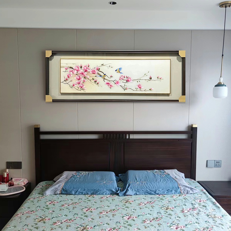 一涵汴绣卧室装饰画——手工刺绣玉兰图《玉堂富贵》