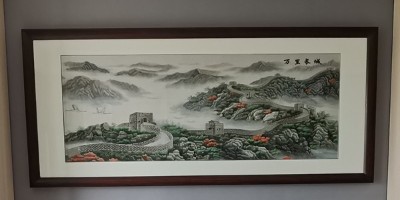 纯手工刺绣万里长城，办公室挂画，气势磅礴，富贵荣祥，稳靠江山。