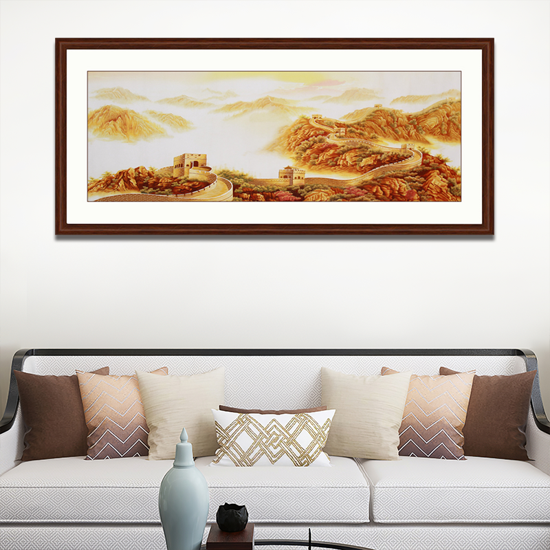 客厅装饰画——手工刺绣装饰画《金色长城》