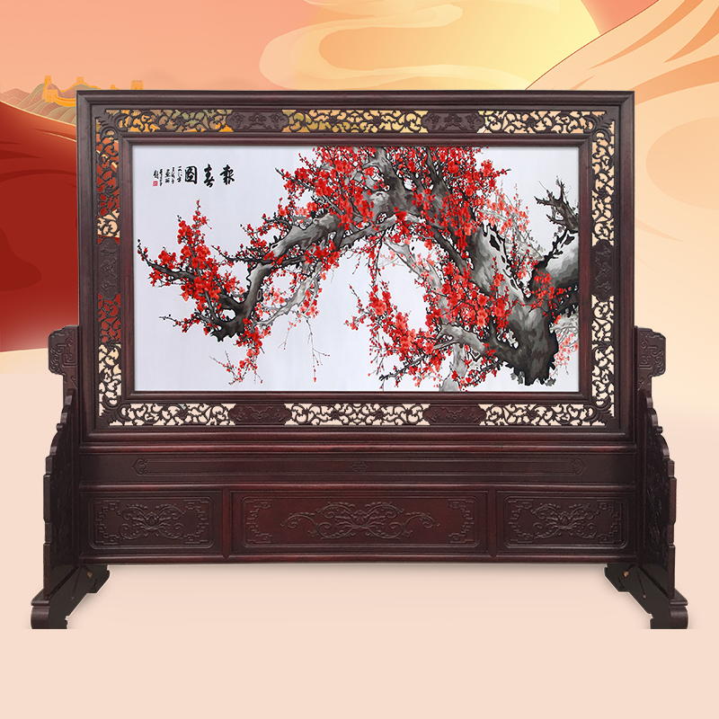 校庆礼品——手工汴绣双面绣屏风