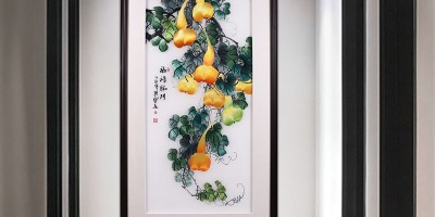 手工刺绣玄关装饰画