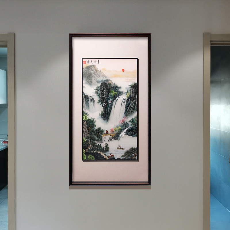 手工刺绣玄关画《紫气东来》