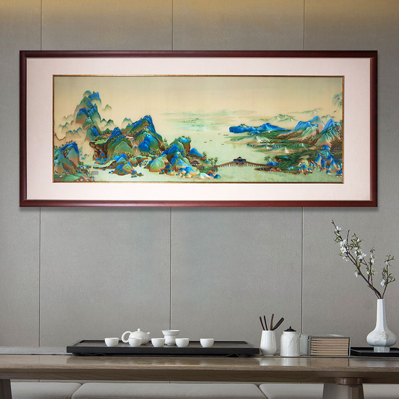 手工刺绣大型挂画《千里江山图》