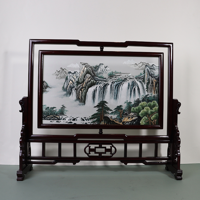 双面绣桌面座屏《源远流长》