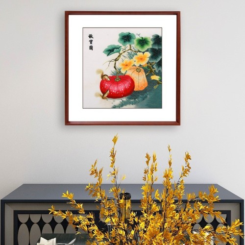 餐厅装饰画，手工刺绣《秋实图》
