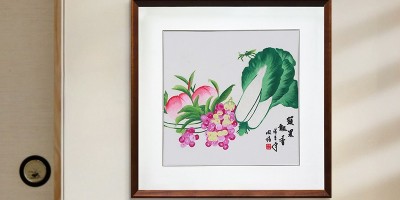 手工刺绣餐厅装饰画