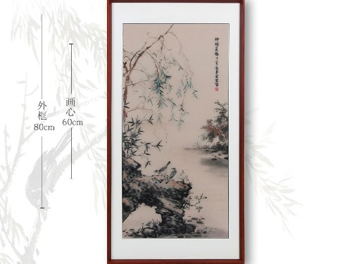 玄关装饰画 刺绣柳塘夏趣