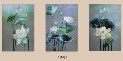 想要和和美美，装饰画选刺绣荷花图吧