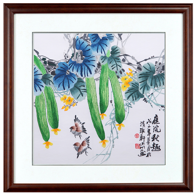 刺绣餐厅画 庭院秋趣