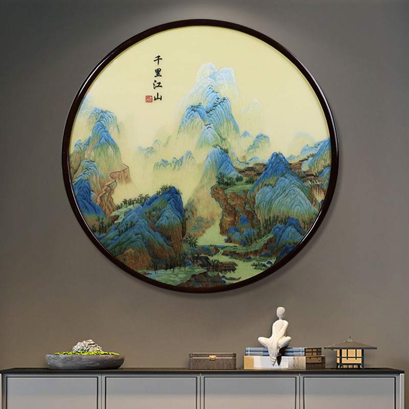 手工刺绣玄关画《千里江山图》