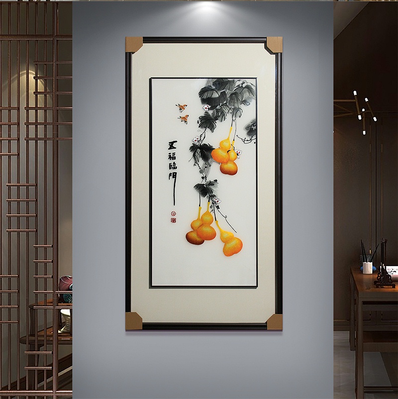 一涵汴绣玄关装饰画——手工刺绣装饰画葫芦图