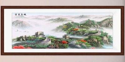 手工刺绣办公室装饰画山水画