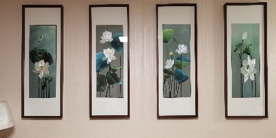 沙发背景墙挂刺绣荷花四条屏 打造有格调的家居