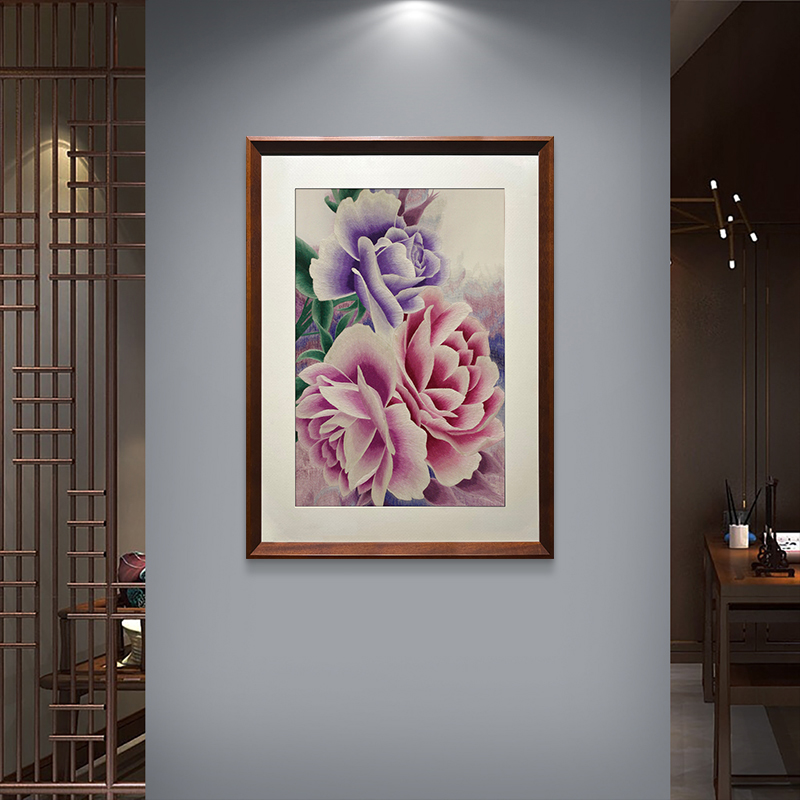 玄关装饰画——手工刺绣装饰画《繁花似锦》