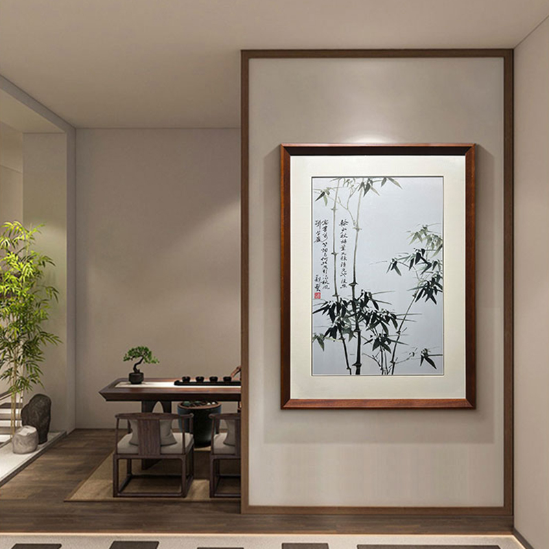 手工汴绣玄关装饰画《墨竹》