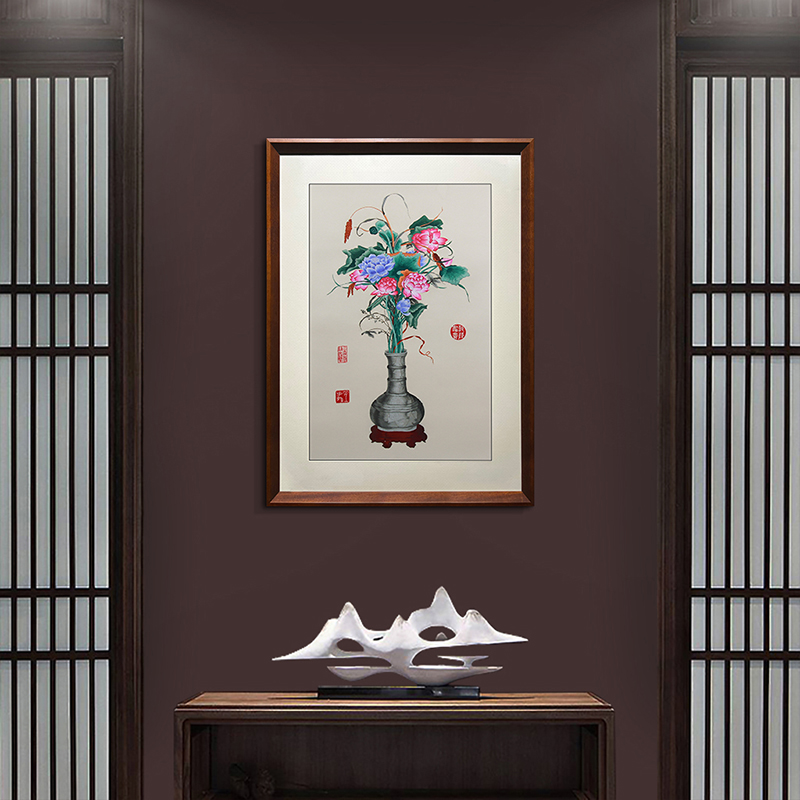 手工汴绣玄关装饰画《聚瑞图》