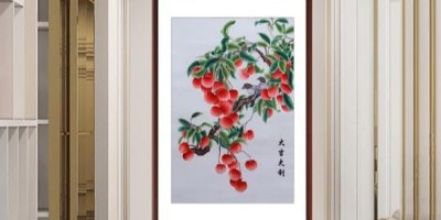 手工刺绣玄关装饰画