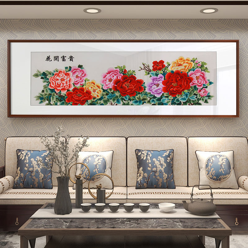 卧室装饰画——手工刺绣装饰画牡丹图