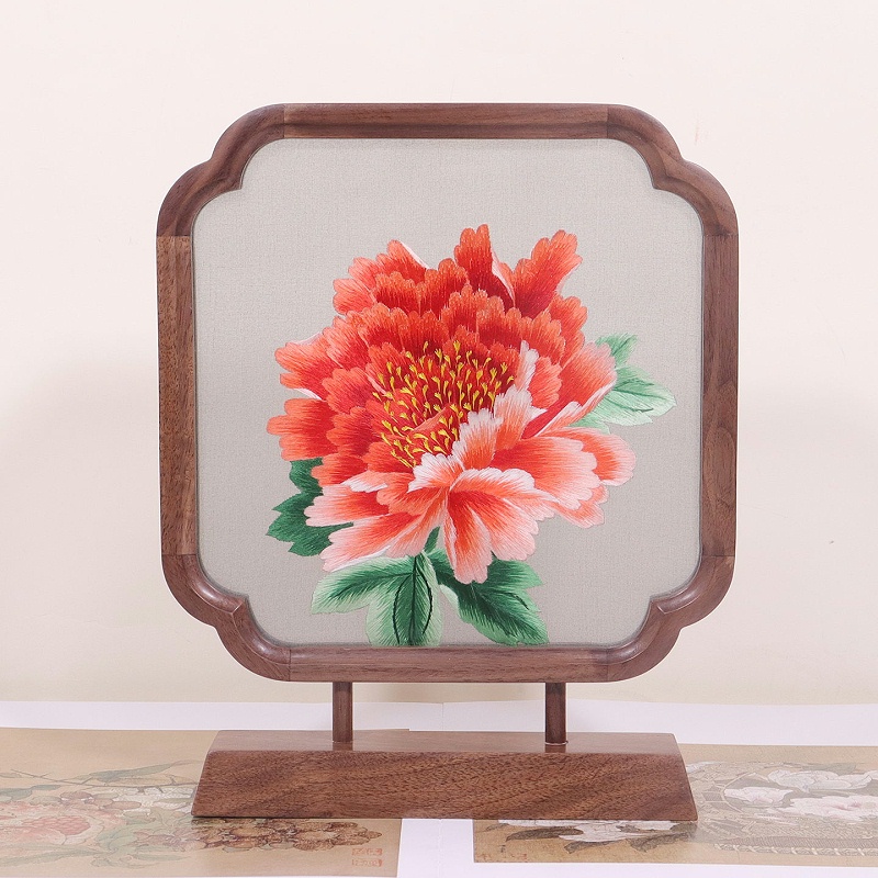 四和锦华双面绣摆件