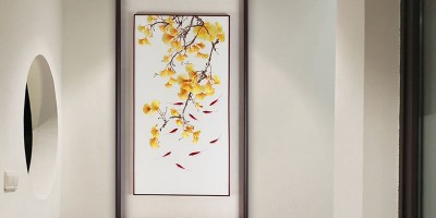 手工刺绣玄关装饰画