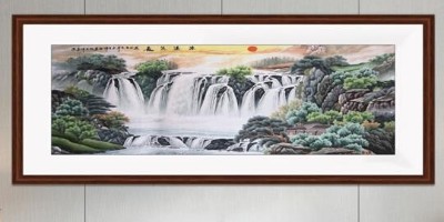 手工刺绣客厅装饰画山水画