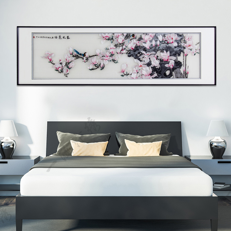 卧室装饰画——手工刺绣装饰画玉兰花鸟图《春风丽语》