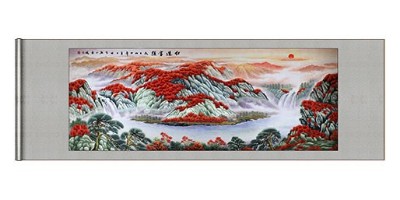 刺绣山水画 不出家门领略祖国大好河山