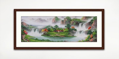 手工刺绣客厅山水画