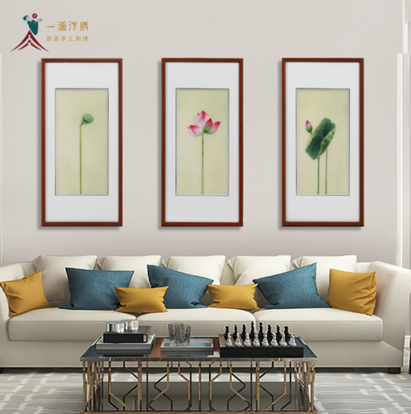 新中式客厅装饰画 荷花图