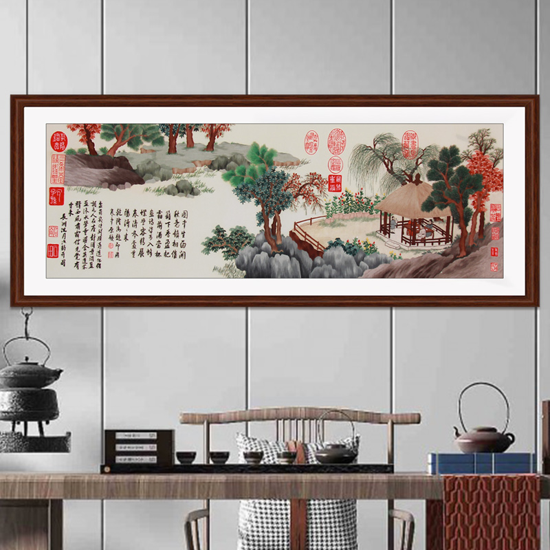 别墅书房装饰画——手工刺绣装饰画《沈周盆菊图》