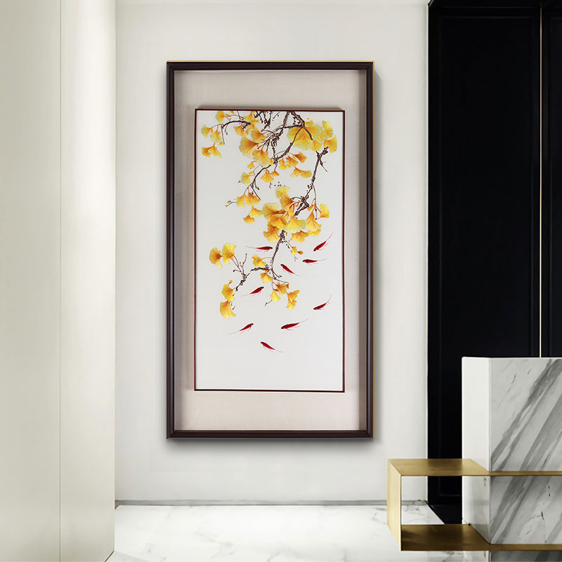 玄关装饰画——手工刺绣装饰画《金银满屋》