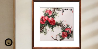 适合新中式餐厅挂的刺绣装饰画有哪些-一涵汴绣手工刺绣餐厅挂画推荐