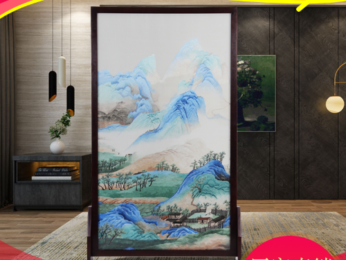 家用客厅茶室屏风 双面绣千里江山图