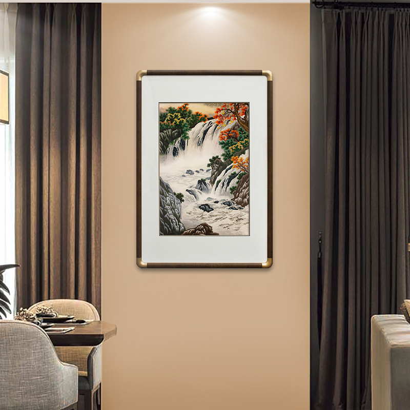 玄关装饰画——手工刺绣山水画《源远流长》