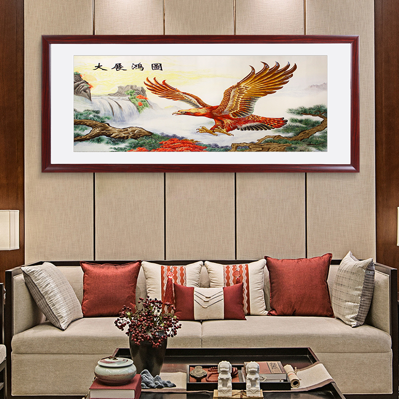 一涵汴绣客厅装饰画——手工刺绣山水画《大展鸿图》