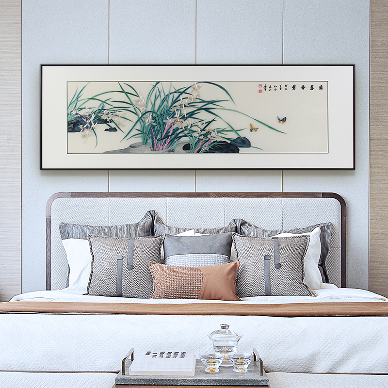 卧室装饰画——手工刺绣装饰画兰花图