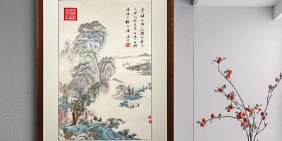 手工刺绣玄关装饰画山水画