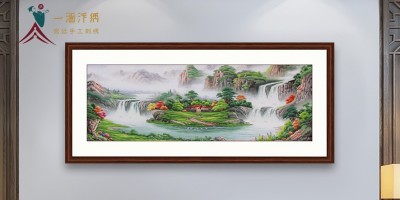 沙发背景墙装饰画 手工刺绣更显品味