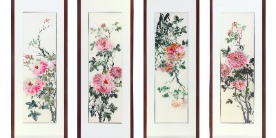 客厅沙发背景墙挂画手工刺绣牡丹画